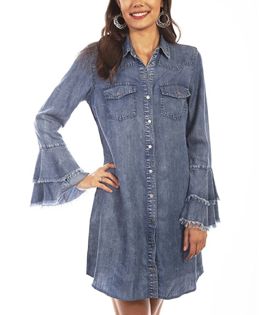 Scully Women's Bell Sleeve Denim Dress 1 Scully Women's Bell Sleeve Denim Dress