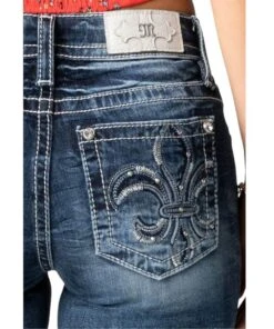 Miss Me Women's Fleur De Lis Jean -Outlet Everyday Chic Apparel Store M3907B pocket