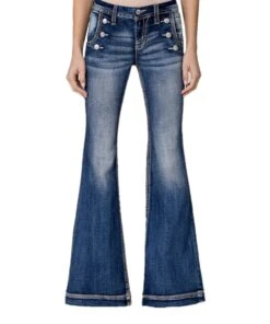Miss Me Women's Mid Rise Sailor Flare Jean