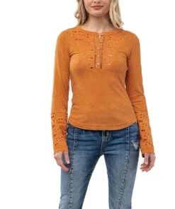 Miss Me Women's Eyelet Knit Top