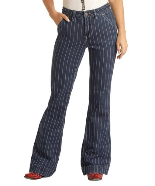 Rock & Roll Cowgirl Women's Striped Trouser 5 Rock & Roll Cowgirl Women's Striped Trouser -Outlet Everyday Chic Apparel Store RRWD5HRZTX