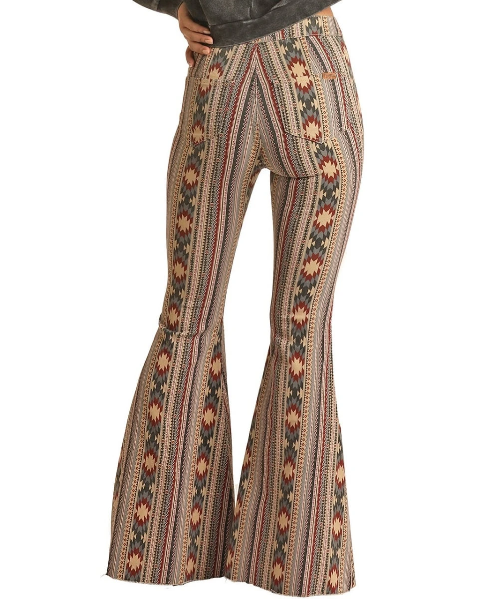 Rock & Roll Cowgirl Women's High Rise Aztec Bell Bottom Jean 2 Rock & Roll Cowgirl Women's High Rise Aztec Bell Bottom Jean - Image 2