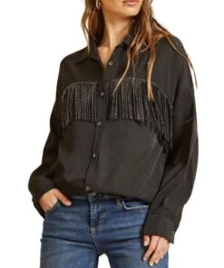 Andree By Unit Women's Fringe Button Down Shirt