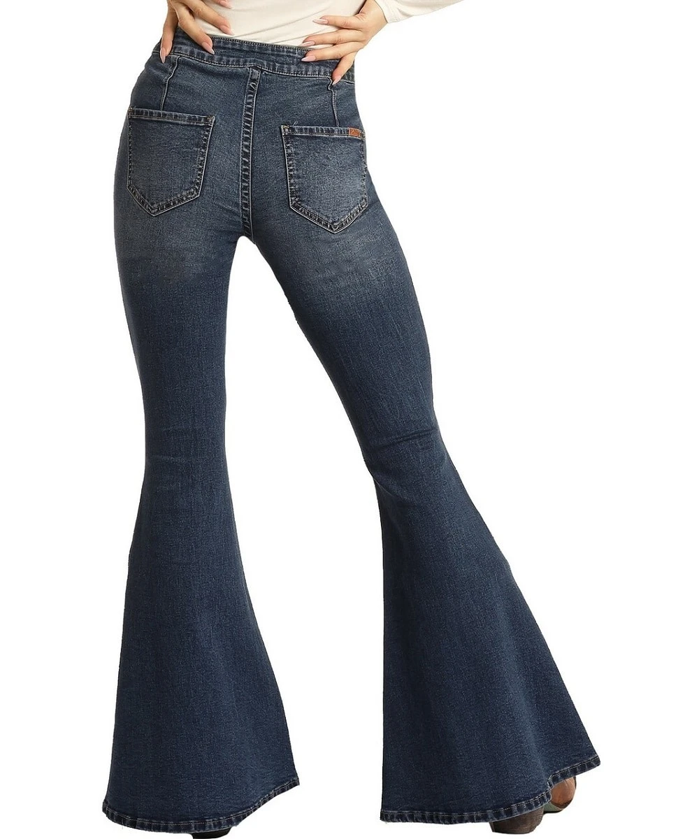 Rock & Roll Cowgirl Women's Button Bells Flare Jean 2 Rock & Roll Cowgirl Women's Button Bells Flare Jean - Image 2