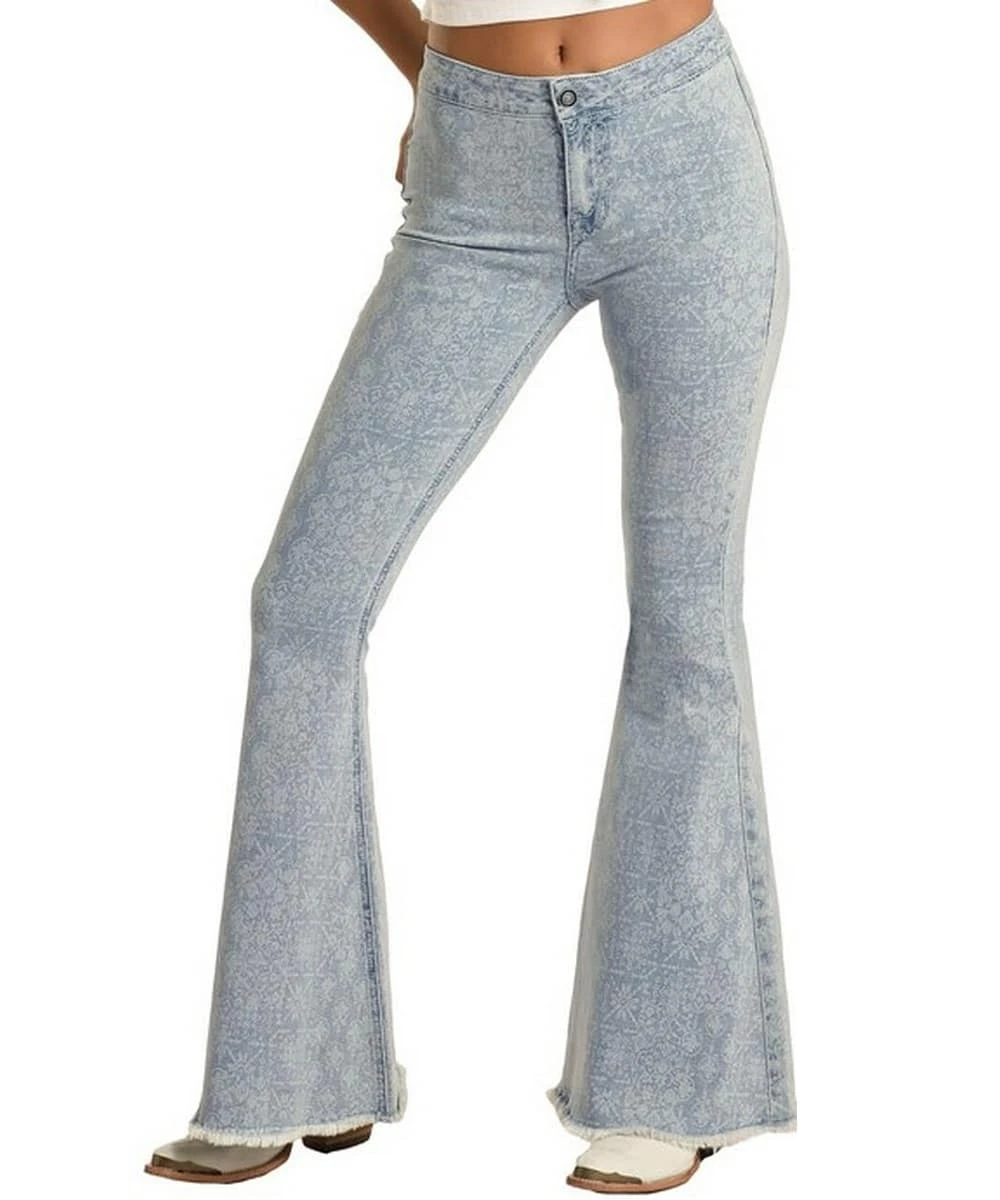 Panhandle Women's Button Bell High Rise Stretch Flare Jean 1 Panhandle Women's Button Bell High Rise Stretch Flare Jean