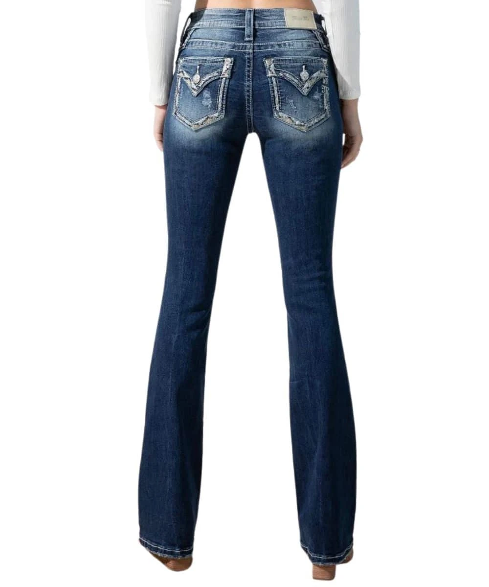 Miss Me Women's Boundless Border Mid-Rise Boot Cut Jeans 2 Miss Me Women's Boundless Border Mid-Rise Boot Cut Jeans - Image 2