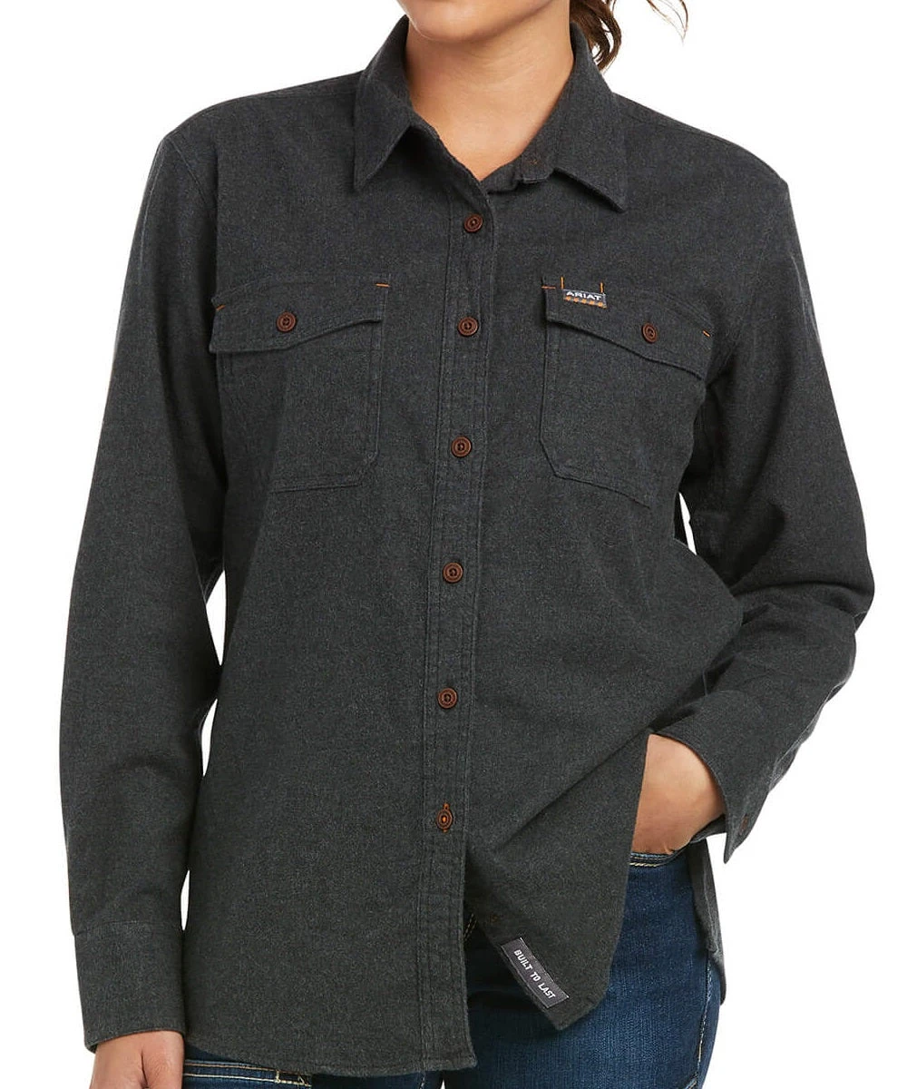 Ariat Women's Rebar Flannel Charcoal Heather Durastretch Work Shirt 1 Ariat Women's Rebar Flannel Charcoal Heather Durastretch Work Shirt