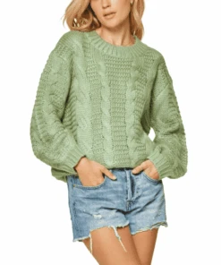 Cowpokes Bootique Women's Sage Cable Knit Sweater